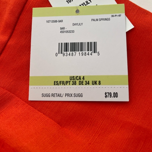 Kasper Orange Straight Leg Pants Sz 4 - Picture 5 of 5